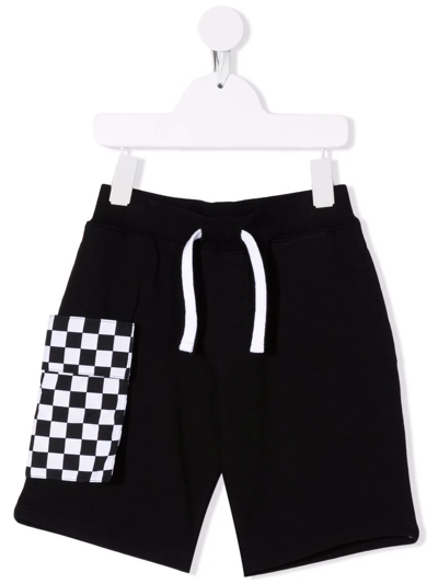 Yporqué Kids' Check-print Pocket Track Shorts In Black