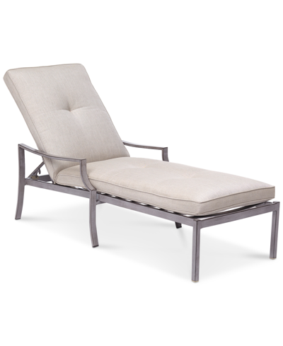 Agio Wayland Outdoor Chaise Lounge With Sunbrella Cushions, Created For Macy's In Outdura Remy Pebble