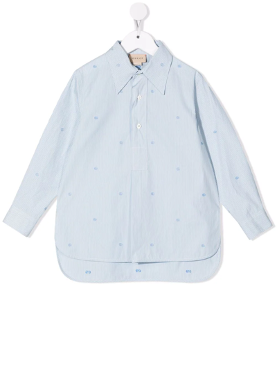Gucci Kids' Classic Button-up Shirt In Blue