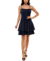 Emerald Sundae Juniors' Ruched Tiered Fit & Flare Dress In Navy