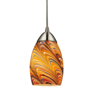 Elk Lighting 1 Light Pendant In Satin Nickel In Silver