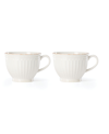 Lenox French Perle Groove Blue 2pc Latte Mug Set In White