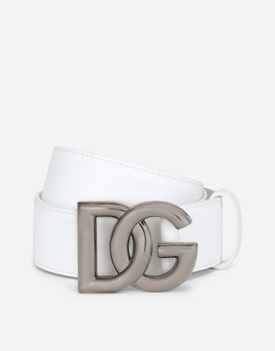 Dolce & Gabbana Belt With Dg Logo Buckle In White