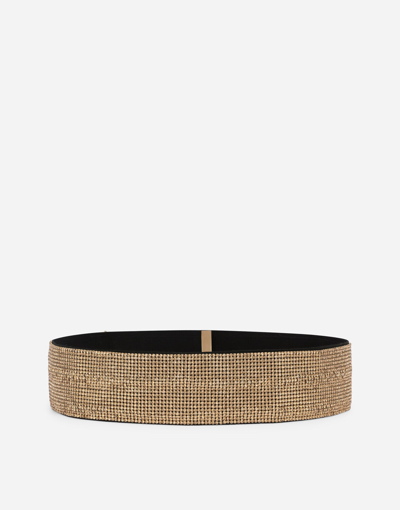 Dolce & Gabbana High-waist Crystal Mesh Belt In Gold