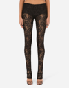 Dolce & Gabbana Floral Lace-stitch Leggings In Black