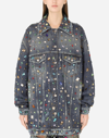 Dolce & Gabbana Crystal-embellished Oversized Denim Jacket In Multicolor