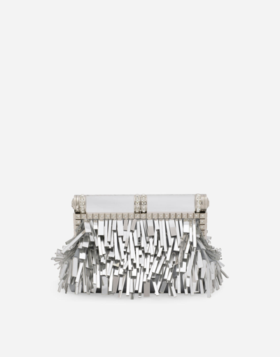 Dolce & Gabbana Mordore Nappa Bag With Fringing In Silver