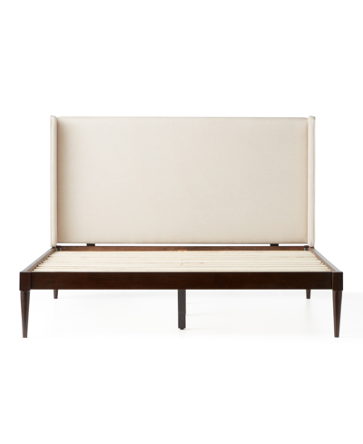 Dream Collection Upholstered Wingback Platform Bed Frame, Full In Beige
