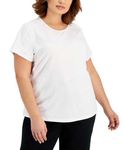 Id Ideology Plus Size Birdseye Mesh T-shirt, Created For Macy's In Bright White