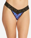 Hanky Panky Low-rise Printed Lace Thong In Twilight Plaid