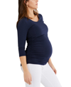 A Pea In The Pod Luxe Side Ruched 3/4 Sleeve Maternity T Shirt In Navy