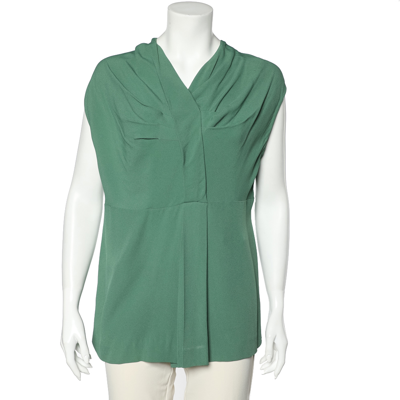 Pre-owned Marni Green Crepe Draped Top M