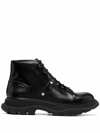 Alexander Mcqueen Tread Boots In Black Leather In Black