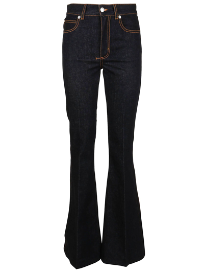 Alexander Mcqueen Stone Washed Black Bootcut Jeans In Stretch Denim In Grey