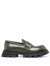 ALEXANDER MCQUEEN ALEXANDER MCQUEEN WOMEN'S GREEN LEATHER LOAFERS