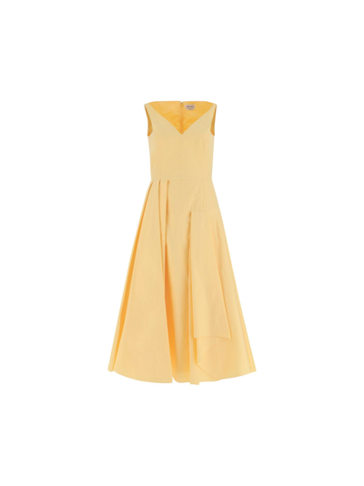 Alexander Mcqueen Yellow Flared Dress