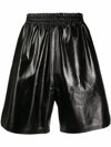 Bottega Veneta Black Leather Shiny Shorts In Black