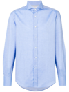 Brunello Cucinelli Plain Blue Cotton Shirt In Light Blue