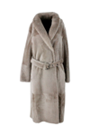 BRUNELLO CUCINELLI BRUNELLO CUCINELLI WOMEN'S BEIGE LEATHER COAT