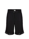 Burberry Wool Shorts With Frayed Edges In Black