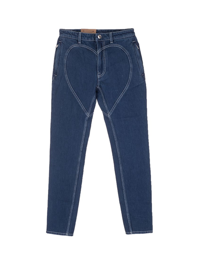 Burberry Dark Canvas Blue Cotton High-rise Heart-motif Skinny Jeans