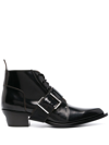 Off-white Black Leather Ankle Boots In Black