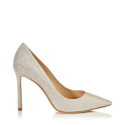 Jimmy Choo Romy 100 Glitter Pumps In Platinum Ice