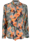 Off-white Abstract Floral Print Silk Shirt In Multicolor