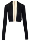 Palm Angels Woman Black Crop Sweater With Contrast Stripe In Black