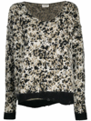 Saint Laurent Leopard Print Knit Sweater In Beige