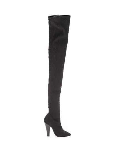 Saint Laurent Women's Nero Almond Toe Over-the-knee High Heel Boots In Black