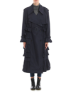 Valentino Double-breasted Pleated Trench Coat In Blue