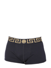 Versace Black Greca Border Long Boxers In Blue