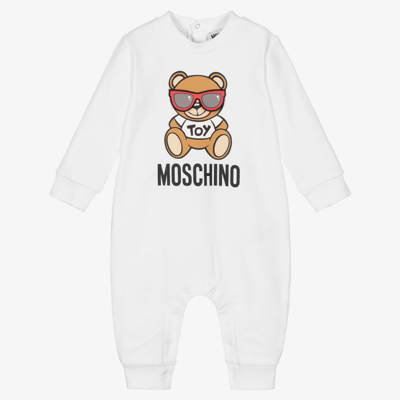 Moschino Baby Baby White Logo Cotton Romper