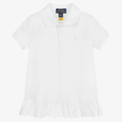 Polo Ralph Lauren Babies' Girls White Ruffle Polo Shirt