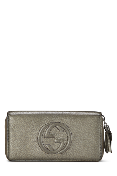 Pre-owned Gucci Grey Leather Soho Zip Wallet
