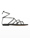 Vince Kenna Knotted Leather Gladiator Sandals In Optic White
