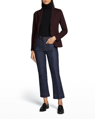 Majestic French Terry One-button Blazer In Aubergine