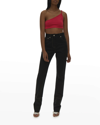 Helmut Lang Asymmetric Twist One Shoulder Bralette In Rose