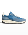Common Projects Men's Track 80 Suede & Nylon Sneakers In Blue