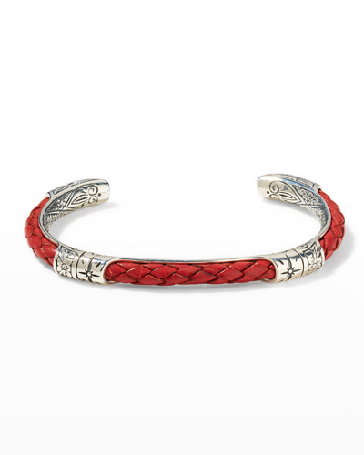 Konstantino Men's Cassiopeia Sterling Silver & Leather Cuff Bracelet In Red