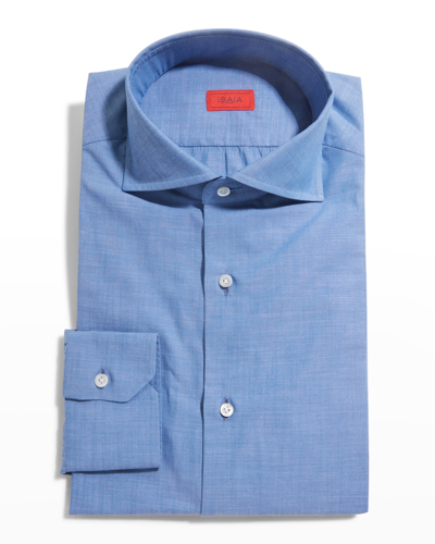 Isaia Men's Chambray Dress Shirt In Light Blue