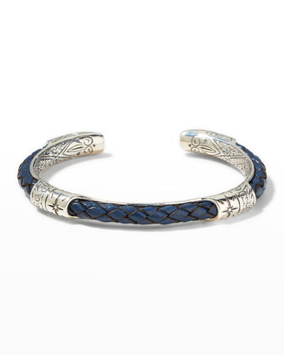 Konstantino Men's Cassiopeia Sterling Silver & Leather Cuff Bracelet In Blue