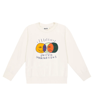 Molo Kids' Mike Printed Cotton Sweatshirt In Ivory