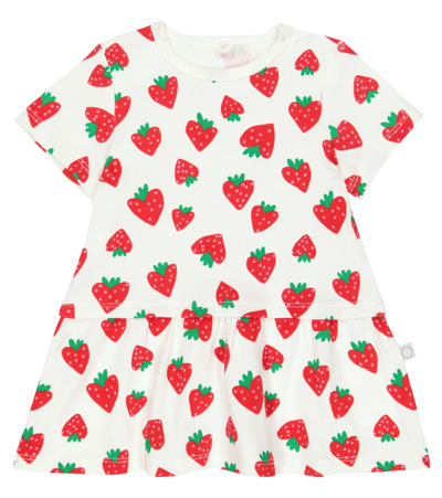 Stella Mccartney Babies' Strawberry-print Cotton Dress In White