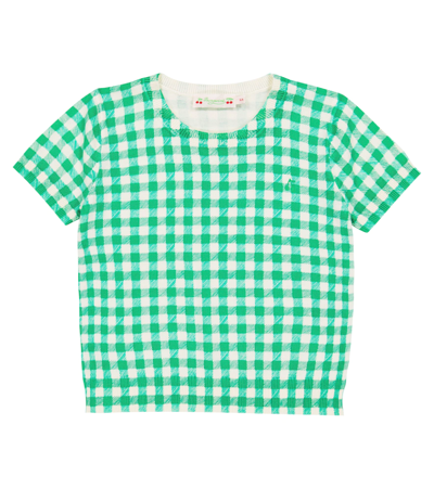 Bonpoint Kids' Albane Gingham Cotton T-shirt In Green
