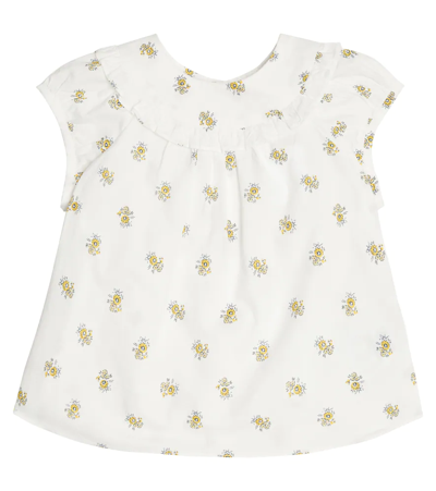 Bonpoint Baby Line Floral Cotton Poplin Top In Yellow Sun
