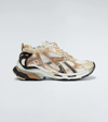 Balenciaga Runner Gold Distressed Panelled Mesh Sneakers In Egg/lg Bei/d Bei/blk