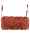 Johanna Ortiz Illusion Linen Crop Bra Top In Dark Skin Brown