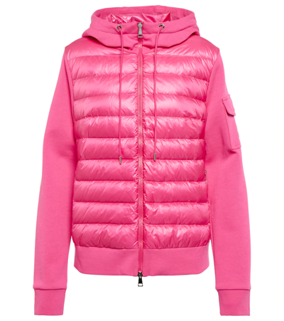 Moncler High-neck Zip-up Shell And Stretch-cotton Hoody In Pink & Purple